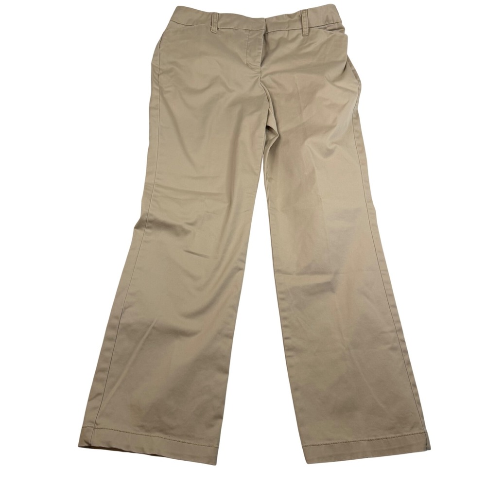 Charter Club Pant Shop Womens 8P Khaki Tan Cotton Stretch Straight Leg Pants